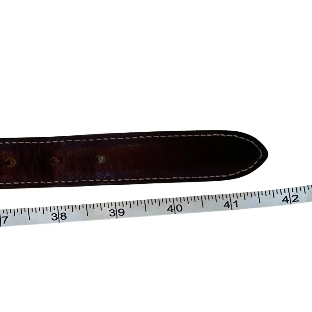 Vintage Dockers Canvas & Leather Belt, Dark Brown, Brass Buckle, 36, Unisex